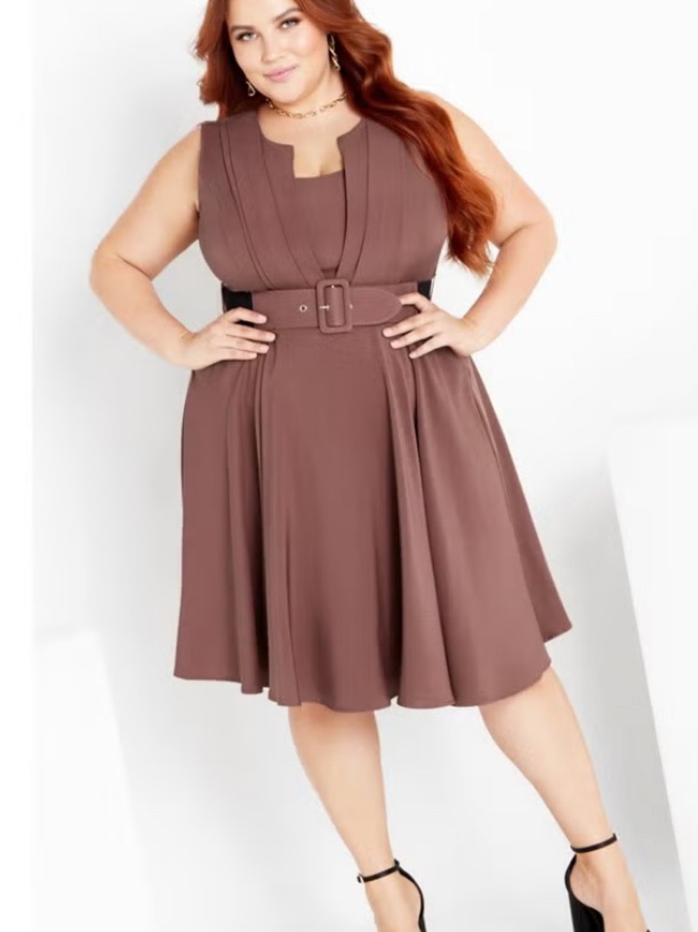 Vintage Veronica Belted Dress - amaretto XXS/12= US 12-14
